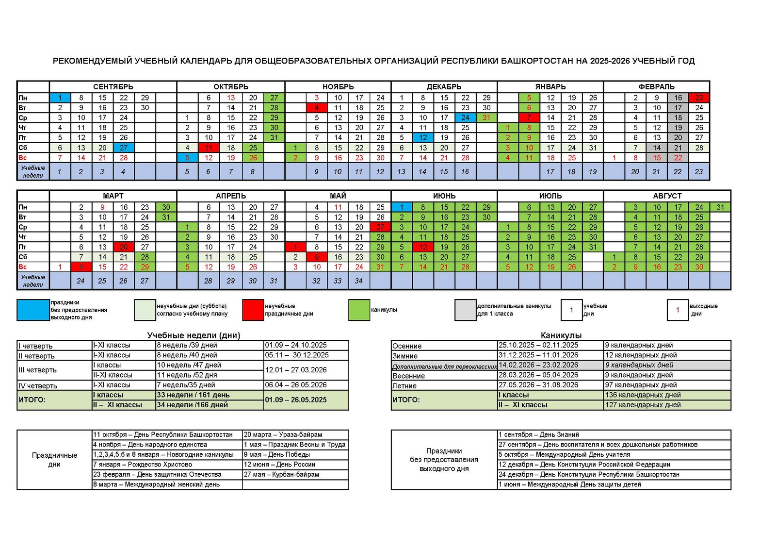 Учебный календарь 2025/2026: рекомендации для школ